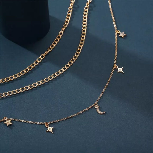 “Celestial Angel” Gold Chain Moon Star Necklace - Picture 3 of 5